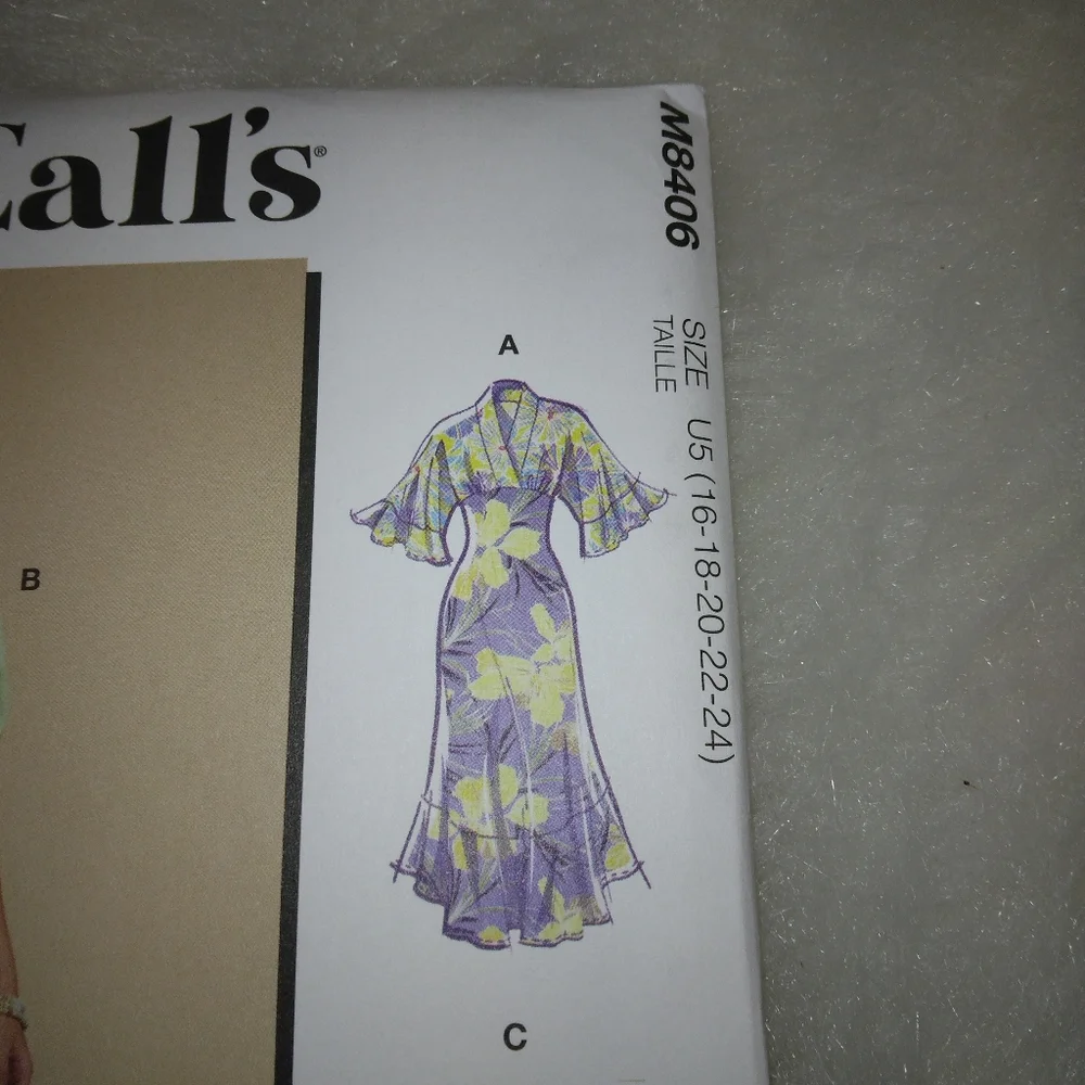 McCall's M8406 Misses dress with sleeve and hemline variations sz 16-24